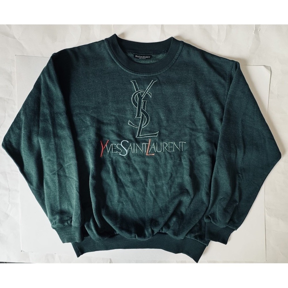 YSL Yves Saint Laurent Sweatshirt Men's Size Small Green Authentic
